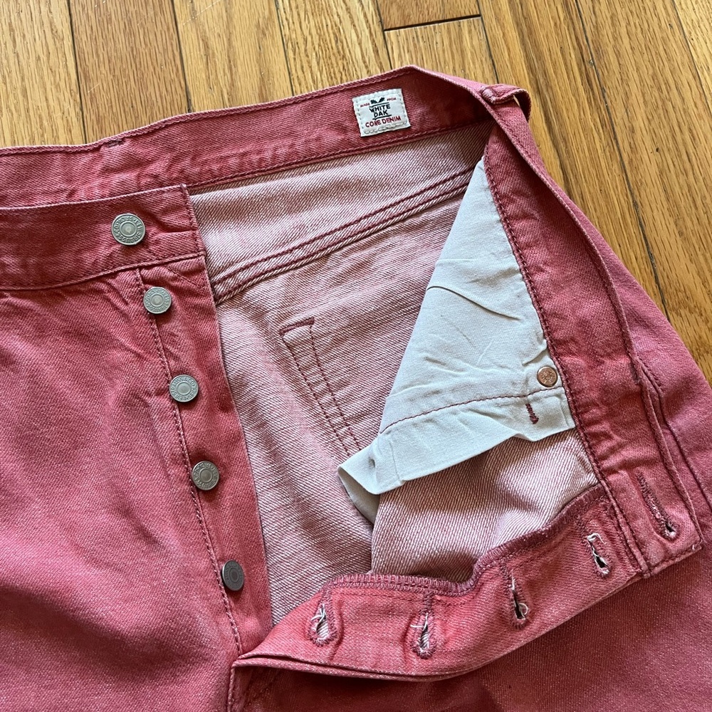 Levi’s 501 White Oak Cone Denim Jeans Red Light Wash Button Fly Classic Colorful - Picture 4 of 14